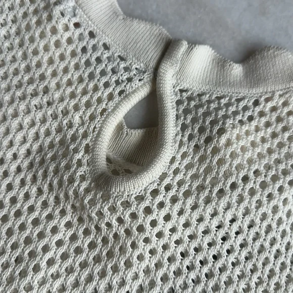 Revolve One Grey Day crocheted mesh short sleeve sweater - Picture 9 of 10